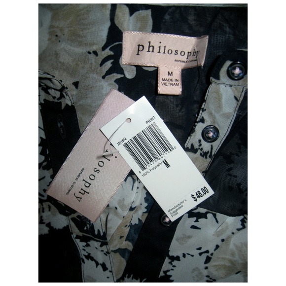 NEW Philosophy Blue Floral Sheer Blouse (M)-Tags removed to wash, never worn! - Picture 4 of 4